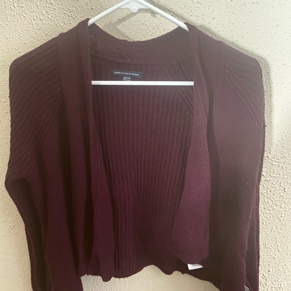 Warm burgundy shawl cardigan
